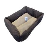 SELF COOLING EMBOSSED FAUX LEATHER DOG BED- BROWN Medium size by Happy Care Textiles in Brown