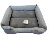 SELF COOLING EMBOSSED FAUX LEATHER DOG BED- GRAY Medium size by Happy Care Textiles in Gray