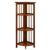 4-Shelf Corner Folding Bookcase-Honey Oak by Casual Home in Honey