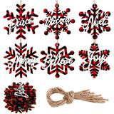 The Holiday Aisle® Snowflake Wooden Christmas Tree Hanging Ornament Wood in Black/Brown/Red, Size 3.0 H x 2.9 W x 0.3 D in | Wayfair