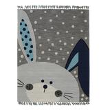Zoomie Kids Hand-Tufted Wool Gray Transitional Animal Children Tufted Rug Wool, Size 114.0 H x 90.0 W x 0.5 D in | Wayfair
