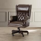Darby Home Co High Back Traditional Tufted LeatherSoft Executive Swivel Ergonomic Office Chair Wood/Upholstered in Brown | Wayfair