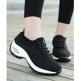 KaLUsen Women's Running Shoes black - Black & White Platform Sneaker - Women