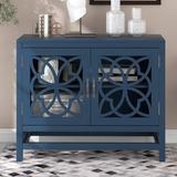 Ophelia & Co. Wood Accent Buffet Sideboard Storage Cabinet w/ Doors & Adjustable Shelf in Blue/Brown | Wayfair 7CE36145E2704E7CAE1B0E93095FF639