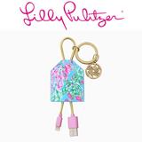 Lilly Pulitzer Cell Phones & Accessories | Lilly Pulitzer Cell Phone Device Charging Tag Key Ring | Color: Blue/Pink | Size: 4 X 4 Cord 12