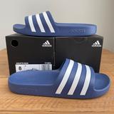 Adidas Shoes | Adidas Adilette Aqua Slides Sandal Crew Blue White Unisex Womens Size 8 | Color: Blue/White | Size: 8