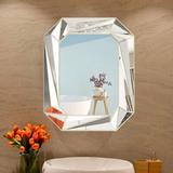 Everly Quinn Modern Geometric Wall Mirror Art,Silver Mirror Wall Decor Wall-Mounted Mirrors For Bathroom,Bedroom,Living in Gray | Wayfair