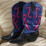 Nine West Shoes | Nine West Leather Cowboy Boots Blue & Pink Sz 5.5 | Color: Blue/Pink | Size: 5.5