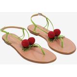 Manzanita Leather Flat Sandals - Green - Aquazzura Flats