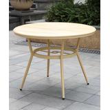 Furniture of America Patio Dining Table Natural - Beige Transitional Everet Round Patio Dining Table