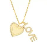 Belk Silverworks Gold Cubic Zirconia Heart and Love Charm Necklace