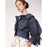 Origami Squarish Sleeves Cotton Linen Denim Jacket - Blue - Yojiro Kake Jackets