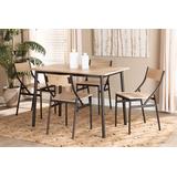 Baxton Studio Carmen Modern and Contemporary Oak Brown Finished Wood and Dark Brown Metal 5-Piece Dining Set - Wholesale Interiors D01309-Oak/Black-5PC Dining Set