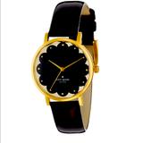 Kate Spade Accessories | Kate Spade Metro Scallop Watch, Patent Blk, Wht & Blk Face With Gold Fixtures | Color: Black/Gold | Size: Os