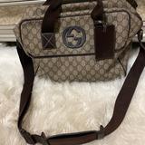 Gucci Bags | Gg Plus Monogram Interlocking G Briefcase Brown | Color: Brown/Tan | Size: Length 14.25 In, Width 6 In, Height 11.25 In