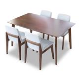 Corrigan Studio® Pierceton 5 -Piece Mid-Century Dining Set W/4 Fabric Dining Chairs In Light Gray Wood/Upholstered Chairs in Brown, Size 29.7 H in