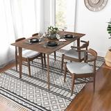 Corrigan Studio® Oeste 5-Piece-Piece Mid-Century Dining Set W/4 Fabric Dining Chairs In Gray Wood/Upholstered Chairs in Brown, Size 29.7 H in