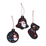 The Holiday Aisle® 12 Piece Chalkboard Look Christmas Hanging Figurine Ornament Set Wood in Black/Brown/White, Size 2.0 H x 4.2 W x 4.3 D in Wayfair