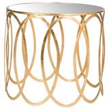 Everly Quinn Cyrah Gold Leaf Accent Table in Yellow, Size 18.0 H x 20.0 W x 20.0 D in | Wayfair 07211D7118BC4D6AAB17E9380B51A297