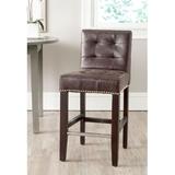 Red Barrel Studio® 24" Leather Counter Stool Wood/Upholstered in Brown, Size 35.0 H x 17.0 W x 21.0 D in | Wayfair D59D0C16B1D34FDD820B4C04F94AE8B8