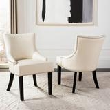 Red Barrel Studio® 19"H Kd Side Chair Set Of 2 Brass Nail Heads Wood/Upholstered in White/Brown, Size 35.0 H x 22.0 W x 26.0 D in | Wayfair