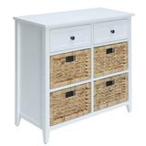 Rosecliff Heights Storage Chest Cabinet w/ 4 Wicker Baskets & 2 Drawers, Kitchen in White, Size 28.0 H x 30.0 W x 13.0 D in | Wayfair