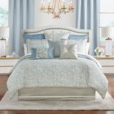 Waterford Bedding Waterford Springdale Blue Microfiber Reversible 4 Piece Comforter Set Polyester/Polyfill/Microfiber in Blue/Brown, Size Queen