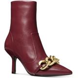 Scarlett Pointed Toe Chain Detail High Heel Ankle Booties - Red - MICHAEL Michael Kors Boots