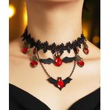 Street Region Women's Necklaces Red - Red & Black Bat Choker Necklace