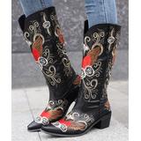 BUTITI Women's Western Boots BLACK - Black & Red Heart Wings Embroidered Cowboy Boot - Women