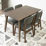 Corrigan Studio® Travolta 5-Piece Mid-Century Modern Dining Set w/ 4 Fabric Dining Chairs In Gray Wood/Upholstered Chairs in Brown, Size 29.5 H in
