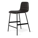 Gus* Modern Lecture Series Upholstered Bar & Counter Stool Leather/Metal/Genuine Leather in Black, Size 32.0 H x 19.0 W x 19.5 D in | Wayfair