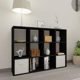 Latitude Run® 11" H X 11" W Cube Organizer, Book Shelf Organizer w/ Cube Storage Shelves Wood in Black, Size 36.4 H x 48.0 W x 11.7 D in | Wayfair