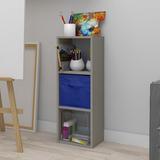 Latitude Run® 11" H X 11" W Cube Organizer, Book Shelf Organizer w/ Cube Storage Shelves Wood in Gray, Size 12.5 H x 36.4 W x 11.7 D in | Wayfair