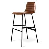 Gus* Modern Lecture Series Upholstered Bar & Counter Stool Leather/Metal/Genuine Leather in Black/Brown, Size 32.0 H x 19.0 W x 19.5 D in | Wayfair