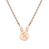 Limoges Jewelry Girls' Necklaces Rose - 14k Rose Gold-Plated Personalized Initial Bunny Pendant Necklace