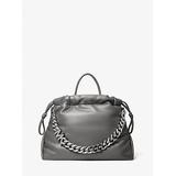 Michael Kors Lina Medium Logo Faux Leather Tote Bag Grey One Size