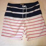 J. Crew Swim | J Crew Mens Striped Navy Red White Swim Trunks Board Shorts 33 Waist Medium | Color: Blue/Red | Size: 33