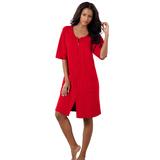 Plus Size Women's Short French Terry Zip-Front Robe by Dreams & Co. in Classic Red (Size M)