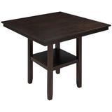 Red Barrel Studio® Wooden Counter Height Dining Table w/ Storage Shelving, Espresso Wood in Gray, Size 35.0 H in | Wayfair