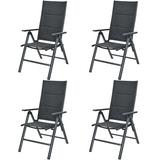 Arlmont & Co. Patiojoy Set Of 4 Patio Dining Chairs Adjustable Sling Back Chairs Folding Outdoor Chairs For Camping Garden Metal/Sling in Gray