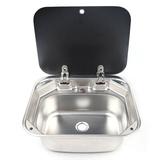 YaoTown RV Stainless Steel Hand Wash Basin Kitchen Sink w/ Lid&Faucet Stainless Steel in Gray, Size 5.9 H x 16.7 W x 14.7 D in | Wayfair ha325