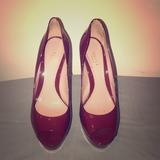 Gucci Shoes | Gucci Burgundy Patent Leather Peep Toe Pumps | Color: Gray | Size: 9.5