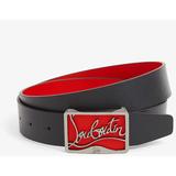 Mens Black/red/black Ricky Logo-buckle Leather Belt 32 - Red - Christian Louboutin Belts