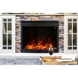 Charlton Home® Prasad Curved Electric Recessed Electric Fireplace Insert in Black, Size 24.0 H x 28.0 W x 6.5 D in | Wayfair EF-BLT09