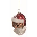The Holiday Aisle® Glass Dog w/ Hat Hanging Figurine Ornament Glass in Red, Size 2.5 H x 2.5 W x 4.75 D in | Wayfair