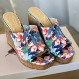 Jessica Simpson Shoes | Jessica Simpson Women's Shantelle Wedge Heel Sandal - Never Worn | Color: Blue/White | Size: 8.5