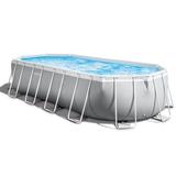 Intex 20ft x 10' x 48" Prism Frame Oval Swimming Pool Set Kit w/ Pump & Canopy Steel in Gray, Size 48.0 H x 120.0 W in | Wayfair 238126