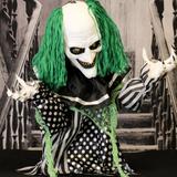 The Holiday Aisle® Animated Clown Poseable Absinthe Figurine Plastic in Red, Size 24.0 H x 10.5 W x 26.0 D in | Wayfair