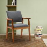 Corrigan Studio® Actrice Mid-Century Fabric Arm Chair, Dining chair Wood/Upholstered in Gray, Size 32.5 H x 23.1 W x 22.7 D in | Wayfair